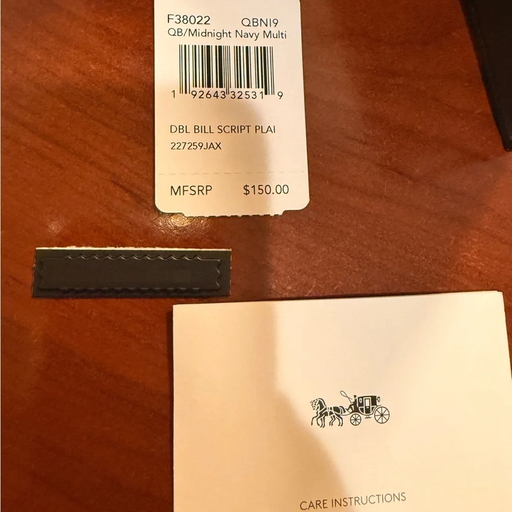 Coach Red and Black Plaid Leather Money Clip Wallet - Coach